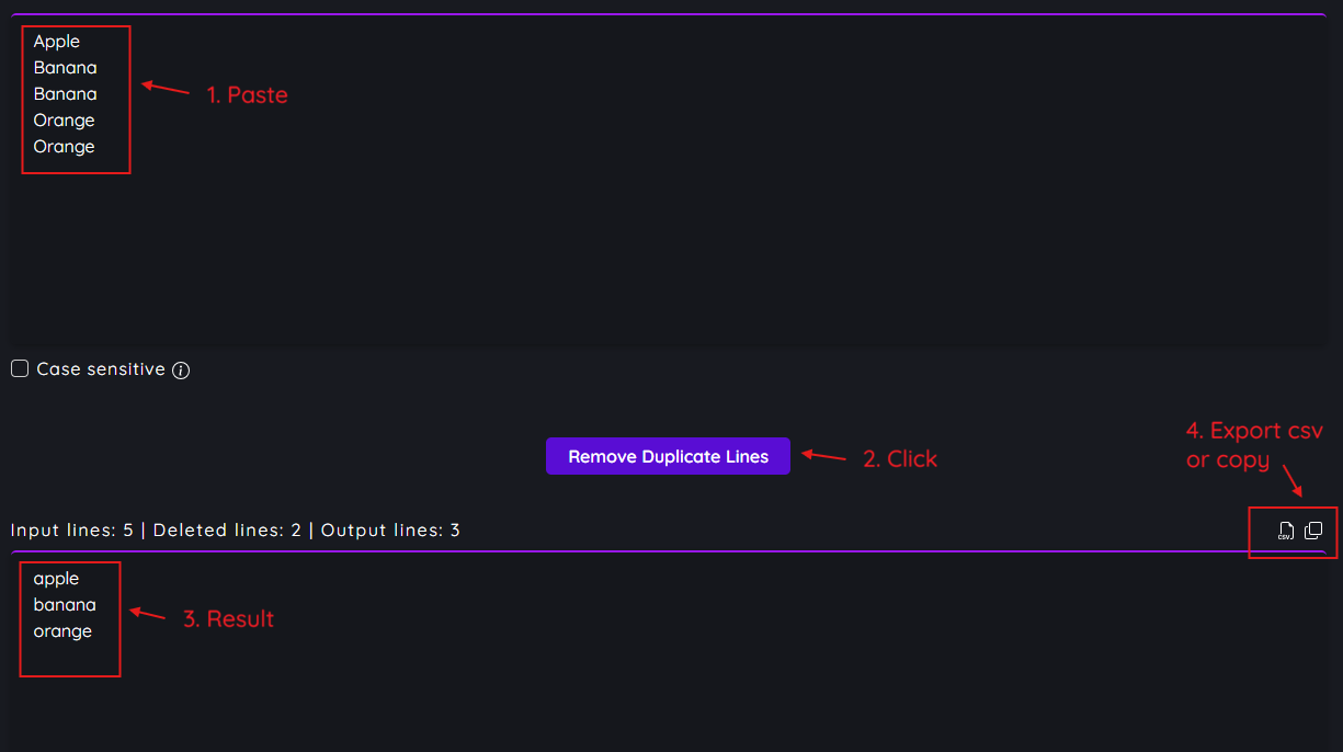 Paste text and remove duplicate lines instantly